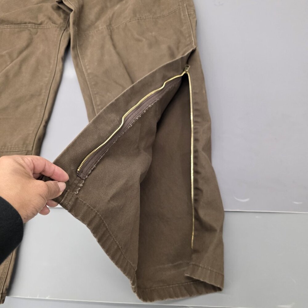 Berne Bib Overall 44 X 34 Brown Unlined Duck Carpenter Zip Ankle Workwear - Picture 3 of 11